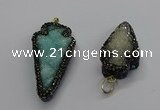 CGP3106 20*40mm - 25*45mm arrowhead druzy agate pendants