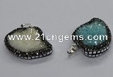 CGP3109 30*40mm heart druzy agate pendants wholesale