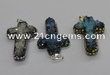 CGP3111 30*50mm cross druzy agate pendants wholesale