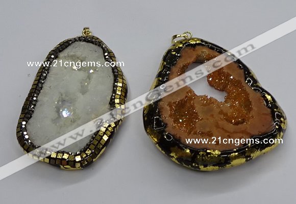 CGP3118 45*65mm - 55*70mm freeform druzy agate pendants