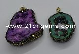 CGP3119 30*45mm - 40*55mm freeform druzy agate pendants