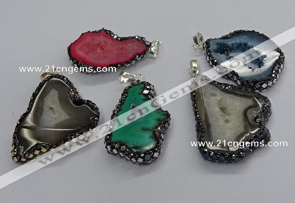 CGP3123 25*35mm - 40*50mm freeform druzy agate pendants