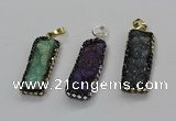 CGP3125 12*35mm - 15*40mm rectangle druzy agate pendants