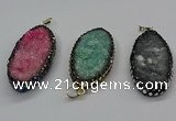 CGP3133 25*50mm - 25*55mm oval druzy agate pendants wholesale