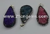 CGP3138 25*50mm - 25*55mm flat teardrop druzy agate pendants