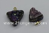 CGP3140 25*30mm - 30*35mm triangle plated druzy amethyst pendants
