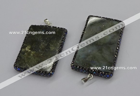 CGP3151 35*50mm - 40*60mm rectangle labradorite gemstone pendants