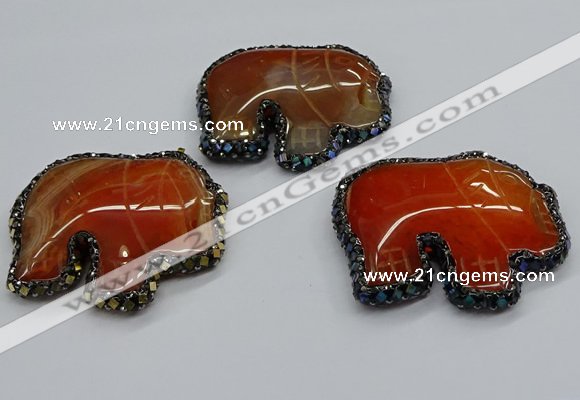 CGP3171 50*55mm elephant agate gemstone pendants wholesale