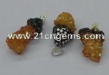 CGP3188 15*20mm - 15*35mm nuggets plated druzy quartz pendants