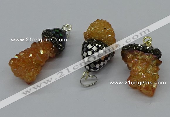 CGP3188 15*20mm - 15*35mm nuggets plated druzy quartz pendants