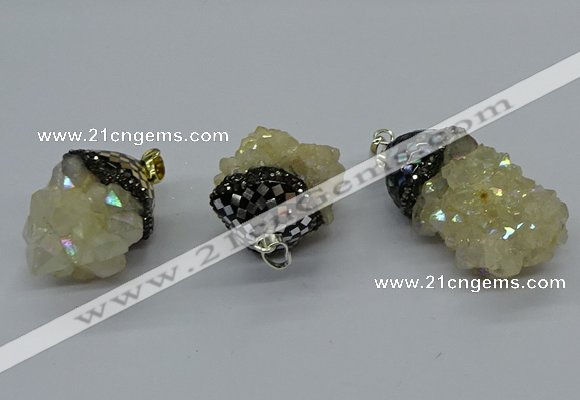 CGP3193 20*30mm - 25*40mm nuggets plated druzy quartz pendants