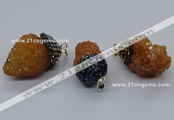 CGP3198 20*30mm - 25*40mm nuggets plated druzy quartz pendants