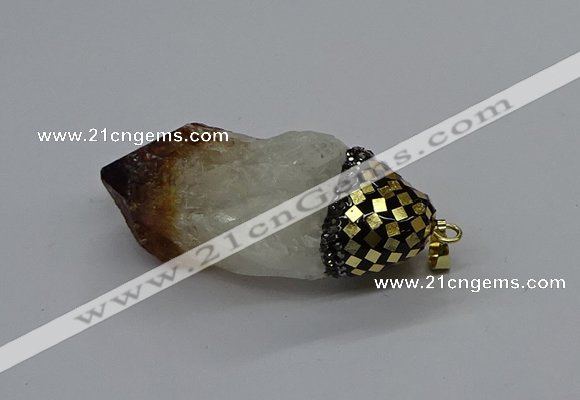 CGP3206 25*45mm - 28*50mm nuggets citrine gemstone pendants