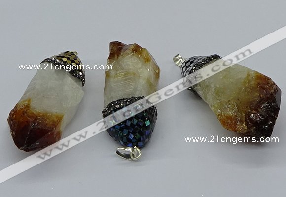 CGP3208 25*45mm - 28*50mm nuggets citrine gemstone pendants