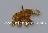 CGP3241 35*60mm elephant druzy agate pendants wholesale