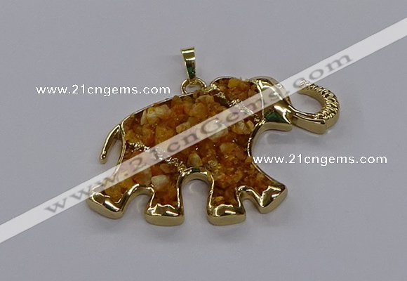 CGP3241 35*60mm elephant druzy agate pendants wholesale