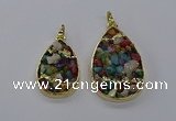 CGP3256 25*40mm - 30*50mm flat teardrop druzy agate pendants