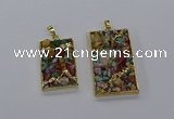 CGP3258 25*40mm - 30*50mm rectangle druzy agate pendants