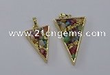 CGP3262 25*40mm - 30*50mm triangle druzy agate pendants wholesale