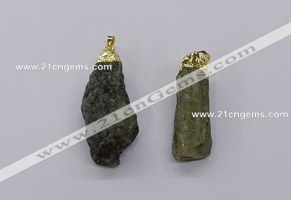 CGP3268 15*40mm - 20*55mm nuggets green kyanite pendants