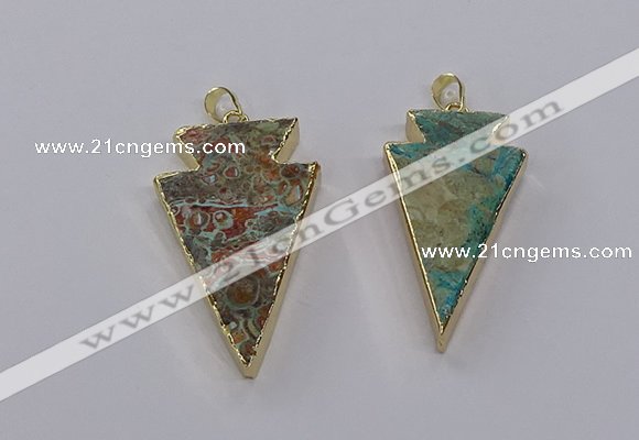 CGP3276 25*50mm - 30*55mm arrowhead ocean agate pendants