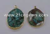 CGP3279 40*50mm - 40*55mm faceted oval ocean agate pendants