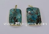 CGP3280 30*50mm - 35*55mm faceted rectangle ocean agate pendants