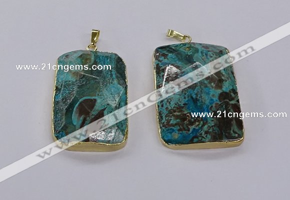 CGP3280 30*50mm - 35*55mm faceted rectangle ocean agate pendants