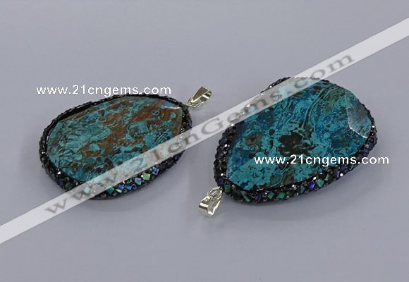 CGP3284 40*50mm - 45*55mm faceted freeform ocean agate pendants