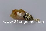 CGP3296 20*40mm - 25*45mm faceted freeform druzy citrine pendants