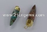 CGP3330 13*50mm - 15*60mm faceted bullet ocean agate pendants