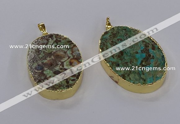 CGP3333 35*40mm - 35*50mm oval ocean agate pendants