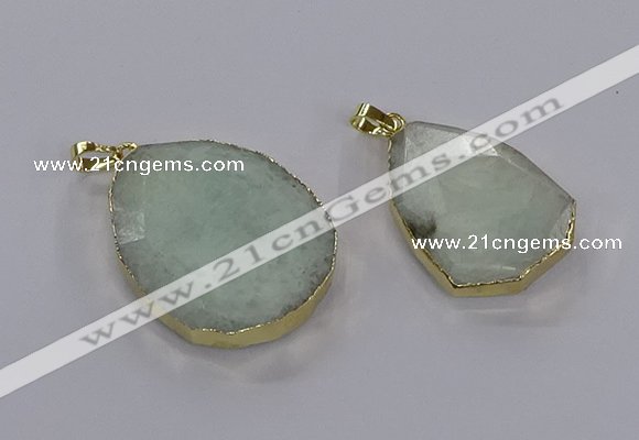 CGP3340 25*35mm - 30*40mm faceted freeform blue sponge quartz pendants