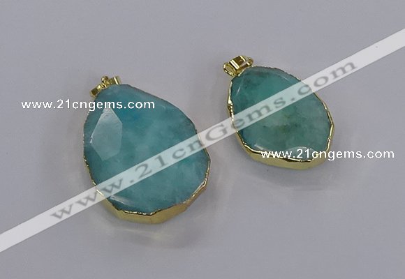 CGP3341 25*35mm - 30*40mm faceted freeform blue sponge quartz pendants