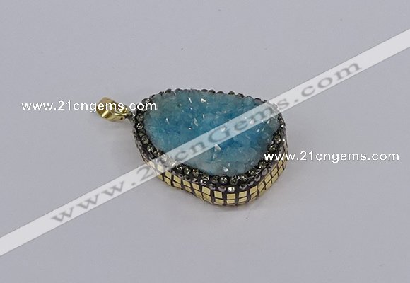 CGP3371 25*35mm - 30*40mm freeform druzy quartz pendants