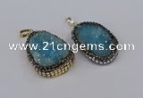 CGP3373 25*35mm - 30*40mm freeform druzy quartz pendants