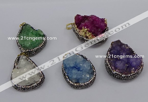 CGP3375 25*35mm - 30*40mm freeform druzy quartz pendants