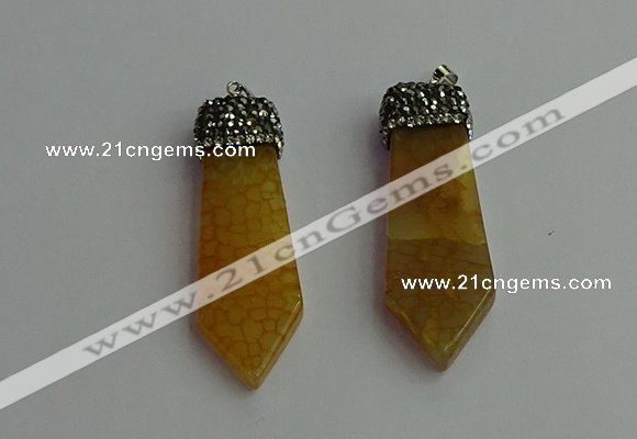 CGP340 12*50mm - 15*55mm arrowhead agate pendants wholesale