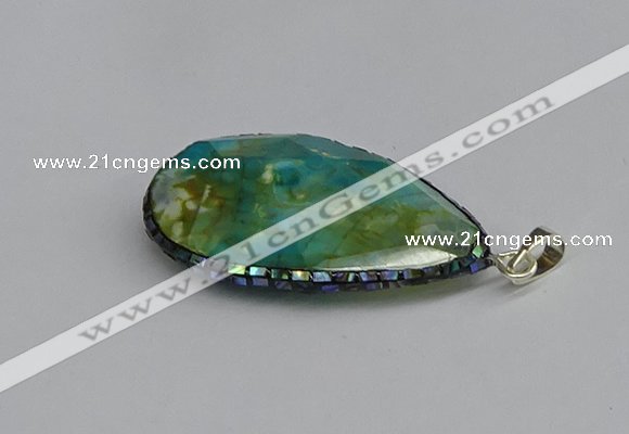 CGP3402 30*40mm - 30*45mm faceted flat teardrop agate pendants