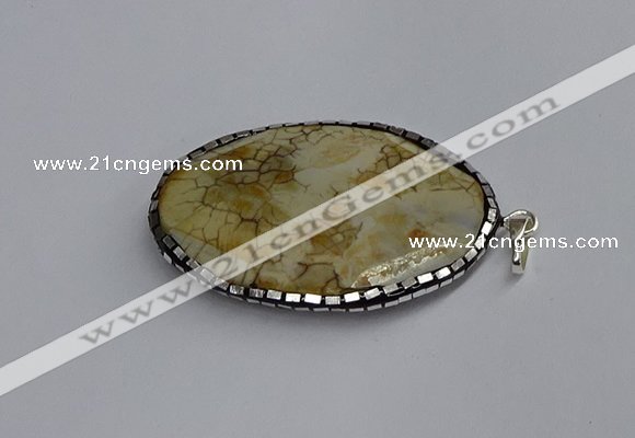 CGP3405 35*50mm faceted oval agate pendants wholesale