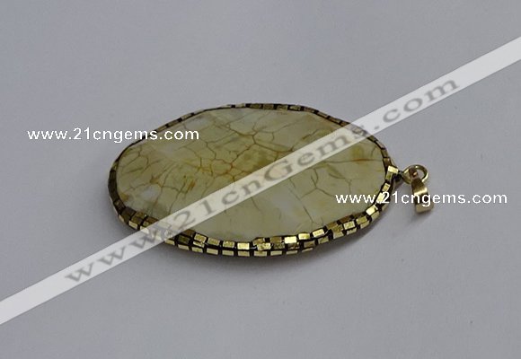 CGP3406 35*50mm faceted oval agate pendants wholesale