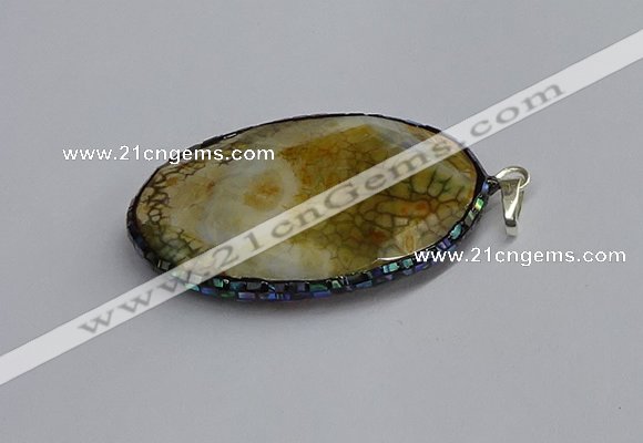 CGP3407 35*50mm faceted oval agate pendants wholesale