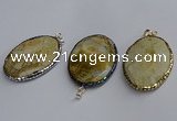 CGP3408 35*50mm faceted oval agate pendants wholesale