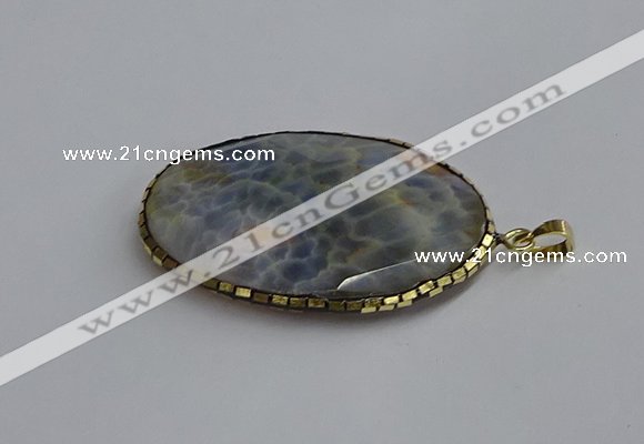 CGP3411 35*50mm faceted oval agate pendants wholesale