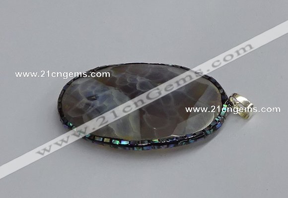 CGP3412 35*50mm faceted oval agate pendants wholesale