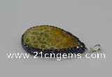 CGP3418 30*50mm - 35*55mm flat teardrop fossil coral pendants