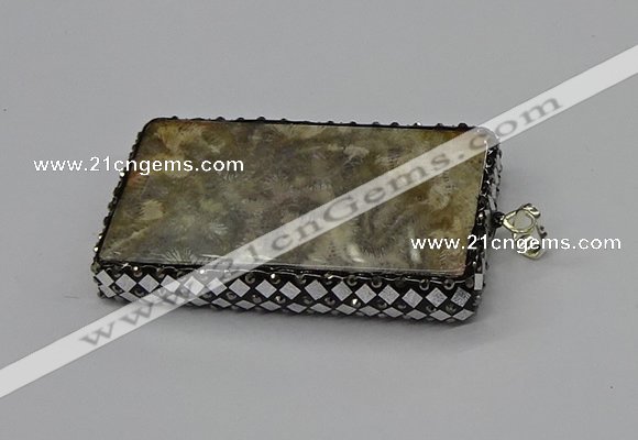 CGP3420 35*60mm - 40*50mm rectangle fossil coral pendants