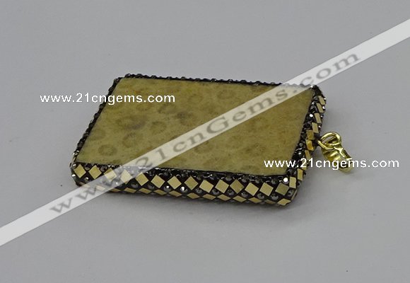 CGP3421 35*60mm - 40*50mm rectangle fossil coral pendants