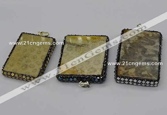 CGP3423 35*60mm - 40*50mm rectangle fossil coral pendants