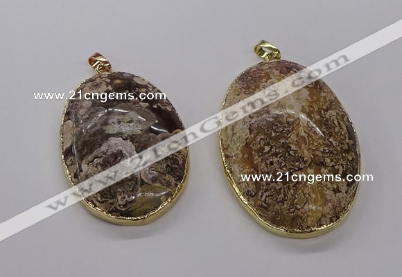 CGP3442 35*50mm - 40*55mm oval ocean agate pendants